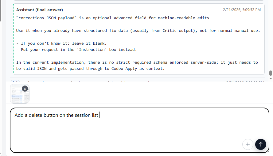 Image preview chip before send