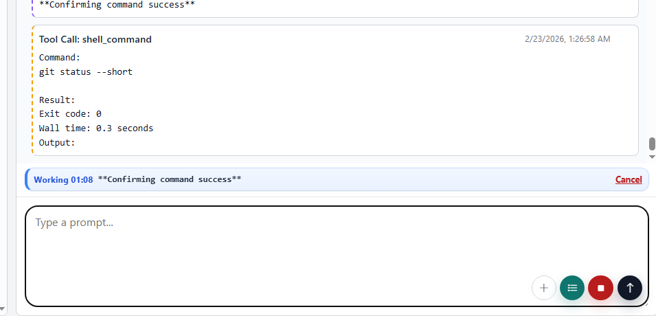 Reasoning display and quick cancel